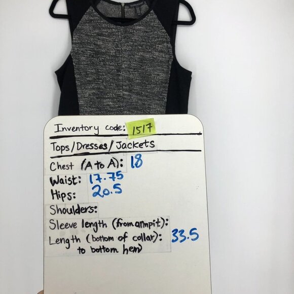 Eileen Fisher Grey Tweed Contrast Panel Sleeveless Mini Sheath Dress size M - Picture 9 of 10